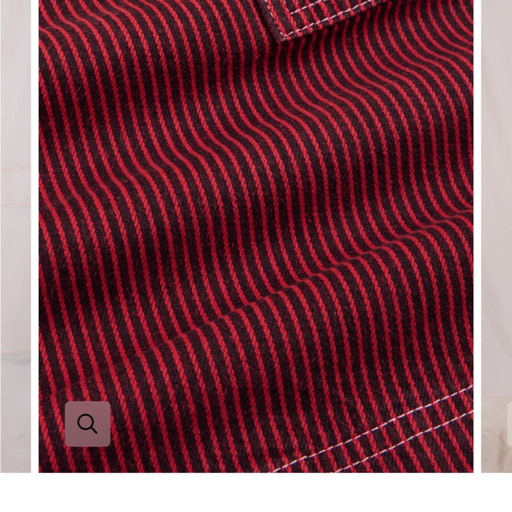 Big Bud Press Mustang Red carpenter shorts railroad stripe. Size M  NWOT - Picture 4 of 8